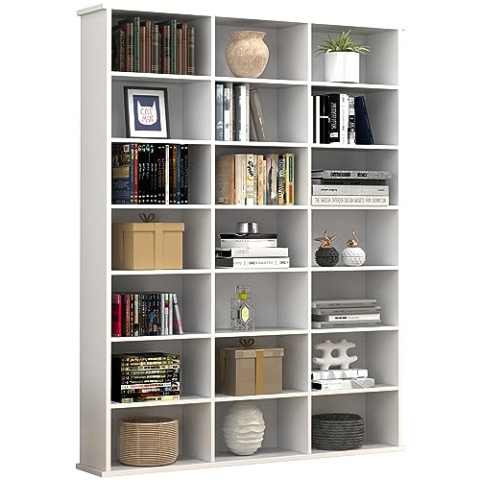 VCM Holz CD DVD Standregal Bücherregal Medienregal Raumteiler Deko Regal Megosa M Weiß