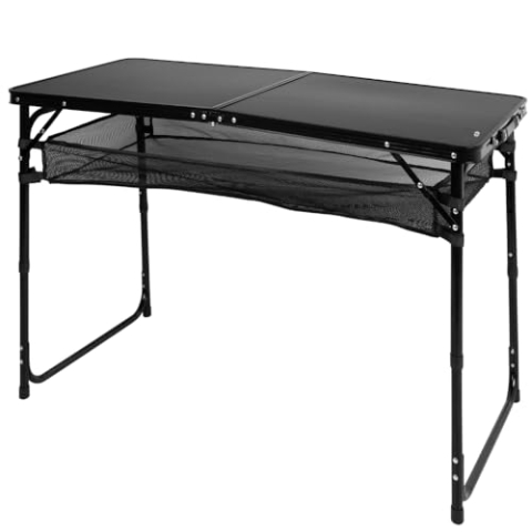 HIXA Campingtisch Klappbarer Tisch Strandtisch Schwarz Verstellbar 120x60x60/70cm Tragbar.