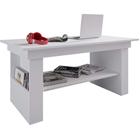 VCM Holz Couchtisch schlicht | Maße ca. H. 52 x B. 115 x T. 58 cm | Wohnzimmertisch - Kobila höhenverstellbar ausziehbar Weiß