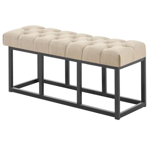 CLP Sitzbank Amun I Mit Stoff-Bezug I Mit Schwarzem Metallgestell, Farbe:Taupe, Größe:100 cm