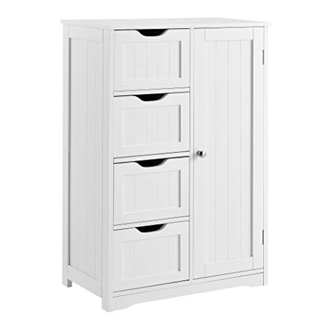 [en.casa] Badezimmerschrank Weiß - 81 x 55 x 30cm - Badschrank Standschrank Schrank Kommode