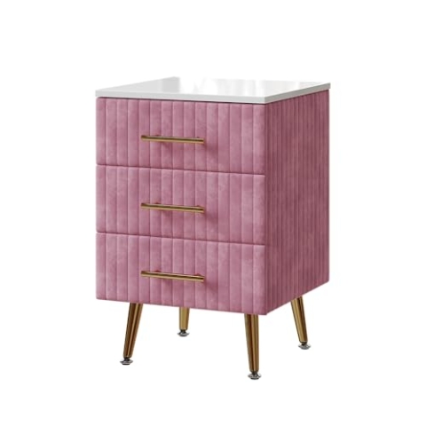 Vicco Nachttisch Velia, Nachtkommode, Rosa, 41 x 62 cm mit 3 Schubladen