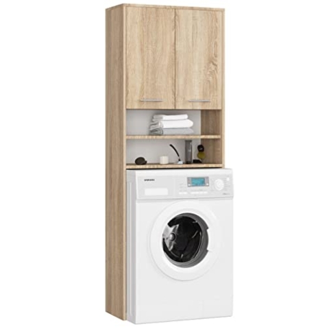 AKORD Waschmaschinenumbauschrank FIN 64 cm | mit 2 Türen | Hängender Waschmaschinenschrank | Umbauschrank | B64 x H180 x T30 cm | Gewicht 29,50 kg | Sonoma Eiche/Sonoma Eiche