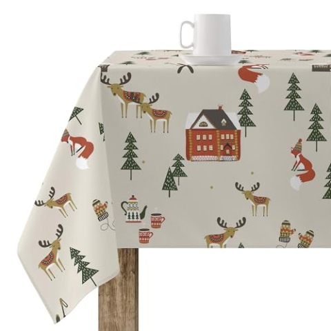 BELUM | Weihnachtstischdecke | Anti-Fleck-Tischdecke | Rechteckig Harz | Tischdecke (laminiert) | Tischdecke | Tischdecke | Heimtisch (300 x 140 cm)
