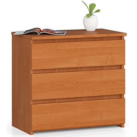 AKORD Kommode CL-3 mit 3 Schubladen | für das Wohnzimmer Schlafzimmer Schrank Büro Arbeitszimmer | Modernes Funktionales Design | B60 x H57 x T35 cm, Gewicht 26 kg | Erle