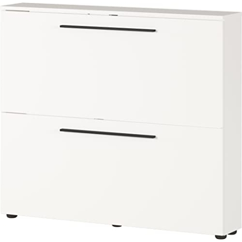 Germania Schuhschrank 2575-84 GW-Utah, in Weiß, mit Platz für 8 Paar Schuhe, geringe Tiefe, ideal für schmale Flure, 100 x 85 x 19 cm (BxHxT)