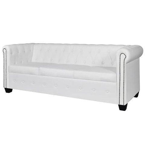 vidaXL Chesterfield Sofa Couch 3-Sitzer Kunstleder Garnitur Wohnmöbel Büromöbel