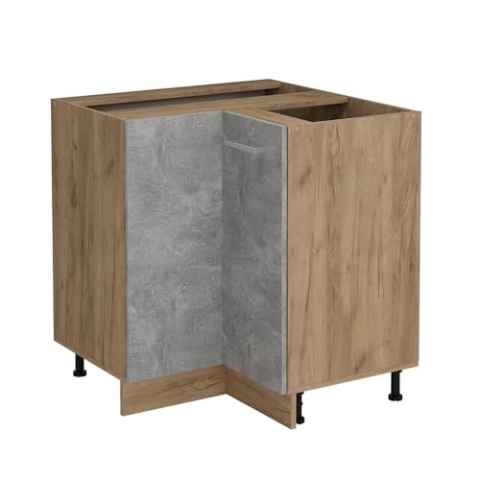 Vicco Eckunterschrank R-Line, Küchen Eckschrank, Beton, 75.6 cm ohne Arbeitsplatte