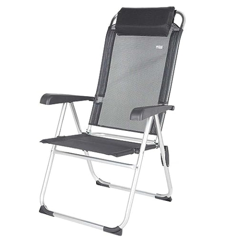 AKTIVE Klappstuhl mit 5 Positionen, Kippschutz, mit Kissen, hohe Rückenlehne und Armlehnen, langlebig: max. Gewicht 110 kg, Material Textil und Aluminium, Maße 44 x 55 x 101 cm (63028)