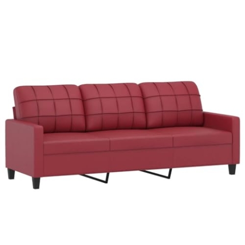 vidaXL Sofa 2 Sitzer, Couch für Wohnzimmer, Polstersofa mit Metallgestell, Loungesofa Zweisitzer Wohnzimmersofa Wohnzimmermöbel, Weinrot Kunstleder
