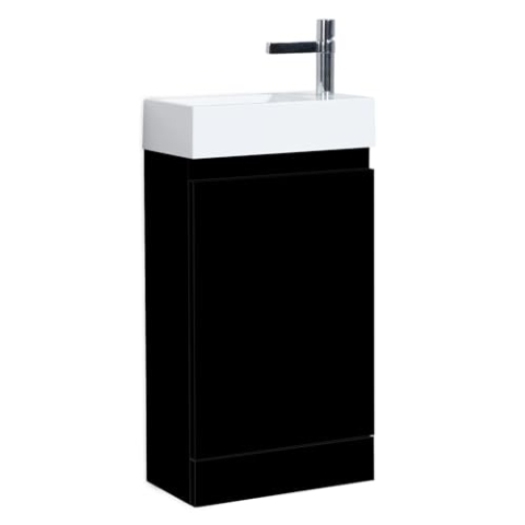 Badezimmer Badmöbel Peru 40 cm – Matt Schwarz – Badezimmermöbel mit Waschbecken