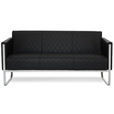 hjh OFFICE Lounge-Sofa 3-Sitzer Aruba Step Kunstleder Polstersofa Couch modern mit Metallgestell, 159 x 78 x 71 cm, Schwarz
