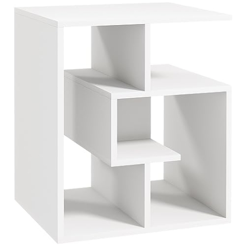 HOMCOM Beistelltisch Standregal Satztisch Bücherregal Coutchtisch Ablage Platzsparend Wohnzimmer Schlafzimmer Arbeitszimmer Weiß 45 x 40 x 55 cm