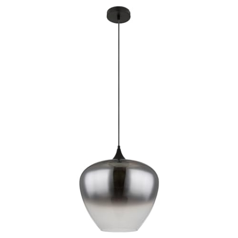 Pendelleuchte - 40 x 120 cm - 1-flammig - Rauchfarben - Schwarz - Metall - Glas