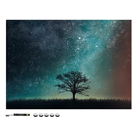 Navaris Magnettafel Magnetpinnwand Memoboard zum Beschriften - 70 x 50cm Notiztafel div. Designs - Tafel abwaschbar mit Magneten Stift
