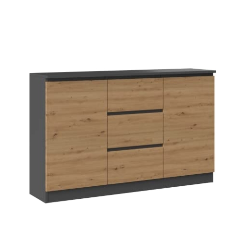 CDF Moderne Kommode 2D3S (2 Türen, 3 Schubladen) | Farbe: Anthrazit – Eiche Artisan | Aktenschrank, für kleine Gegenstände | Ideal für Wohnzimmer, Schlafzimmer, Kinderzimmer, Jugendzimmer und Büro