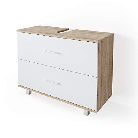 Vicco Waschbeckenunterschrank Ilias, Waschtischunterschrank mit Schubladen, Sonoma/Weiß, 80 x 60.8 cm