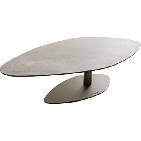 DELIFE Wohnzimmertisch Vibana Keramik Aspetto Concreto Betonfarbig 140x80 cm Gestell Effektfinish Titan
