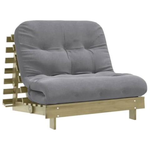 vidaXL Futon Schlafsofa mit Matratze, Bettsofa mit verstellbaren Rückenlehne, Schlafcouch für Wohnzimmer Schlafcouch, Klappsofa, Kiefernholz Imprägniert