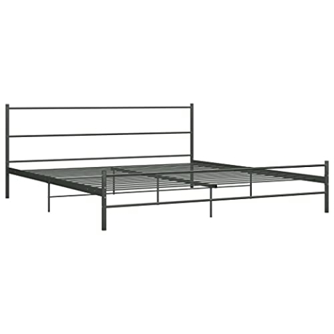 vidaXL Bettgestell Zeitloses Design Metallbett Bett Schlafzimmerbett Doppelbett Schlafzimmermöbel Ehebett Bettrahmen Grau Metall 200x200cm