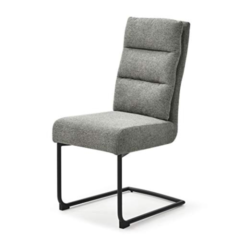 invicta INTERIOR Moderner Design Freischwinger Stuhl Comfort Vintage grau mit Metall-Gestell Esszimmerstuhl Besucherstuhl