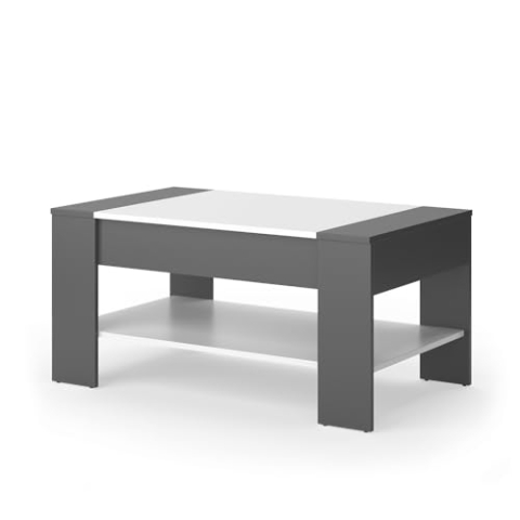 Vicco Couchtisch August, Anthrazit/Weiß, 99.6 x 58.8 cm mit Schublade