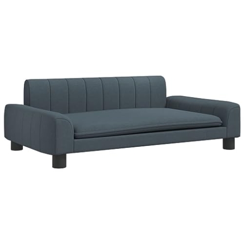 vidaXL Kindersofa, Couch für Kinder, Kindercouch mit runden Kanten, Kindersessel Minisofa Polstersofa Kindermöbel Sofa Kinderzimmer, Dunkelgrau Stoff