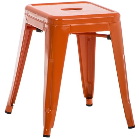 CLP Hocker Armin I Metallhocker stapelbar und pflegeleicht I Stapelhocker bis 200 kg belastbar I Sitzhöhe 46 cm, Farbe:orange