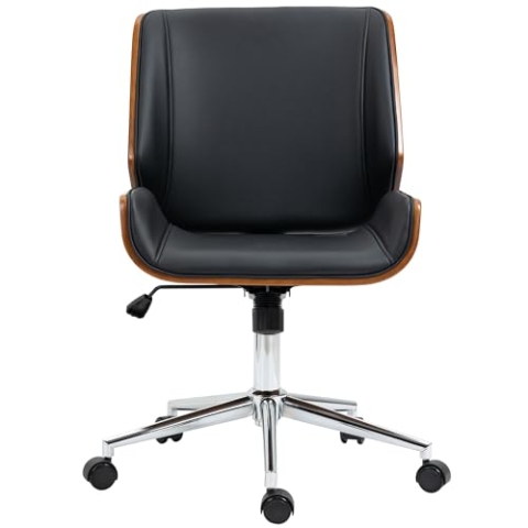 Vinsetto Bürostuhl mit Wippfunktion, Ergonomischer Schreibtischstuhl, Höhenverstellbarer Computerstuhl bis 120 kg Belastbar, Drehstuhl für Büro, Arbeitszimmer, Kunstleder, Schwarz