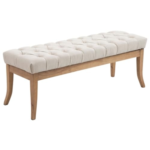 CLP Sitzbank Ramses mit hochwertiger Polsterung und Stoffbezug I Bank mit antik-Hellen Holzbeinen I Holzbank mit Einer Sitzhöhe von: 46 cm, Farbe:Creme, Größe:120 cm