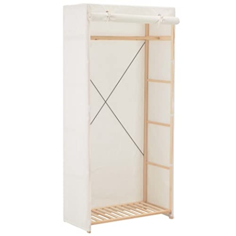vidaXL Kleiderschrank Stoffschrank Garderobenschrank Garderobe Schrank Schlafzimmerschrank Schlafzimmer Wohnzimmer Weiß 79x40x170 cm Stoff