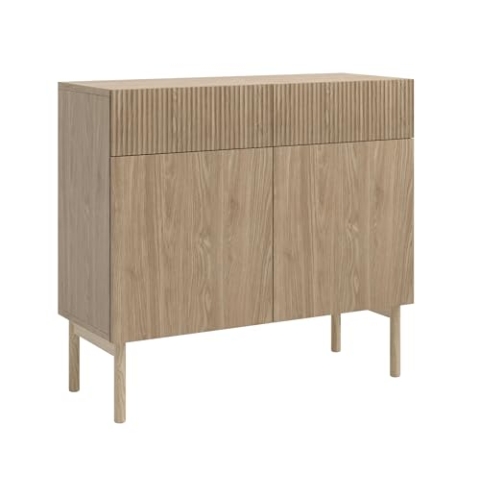Selsey Kommode Aufbewahrungsschrank 2 Türen 2 Schubladen Schrank Schubladenschrank Push to Open 100 cm Nolie Eiche Geölt