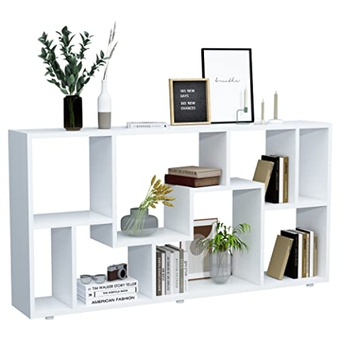 VCM Holz Standregal Bücherregal Medienregal Aufbewahrung Raumteiler Deko Regal Lanisa L Weiß