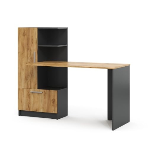 Vicco Schreibtisch Tomy, Arbeitstisch für das Büro, Anthrazit/Goldkraft Eiche, 150 x 59 cm