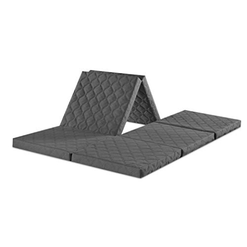 sleepling 196534 Twin Doppel Klappmatratze | Gästematratze | faltbar zum Sitzhocker | mit Husse | Made in EU | Ökotex 100 | waschbarer Bezug | 195 x 140 x 8 cm, grau