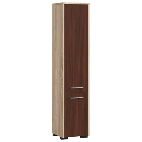 AKORD Badezimmer-Hochschrank schränke | Badezimmer kommode | FIN 2D 2 Türen (je Oben und unten) | B30 x H140 x T30 cm | Gewicht 25 kg | Hängeschrank für Wandmontage Sonoma Eiche & Wenge Front