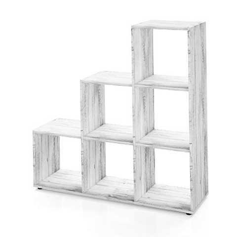Vicco Treppenregal, stehendes Bücherregal, Beton, 105 x 107.5 cm