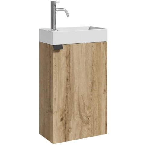 WC Badmöbel Apollo 40x22 cm Eiche hell - Schrank Waschbecken Badezimmer Toilette