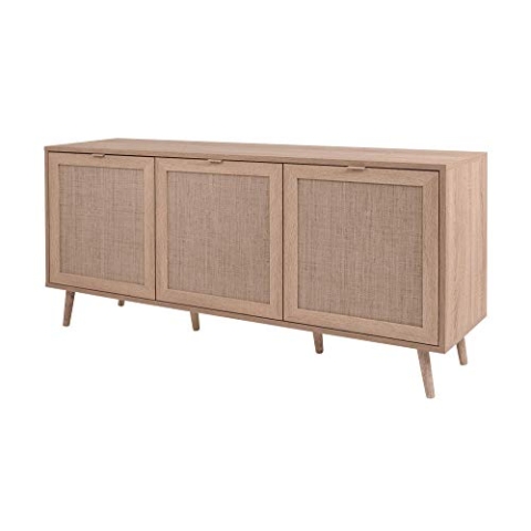 DEINE TANTE EMMA 003043 Bali 51A Sonoma Eiche/Geflecht Rafia Kommode Beistellkommode Sideboard ca. 150 x 71 x 40 cm