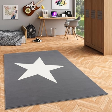 Pergamon Kinder und Jugend Teppich Trendline Stern Anthrazit in 5 Größen