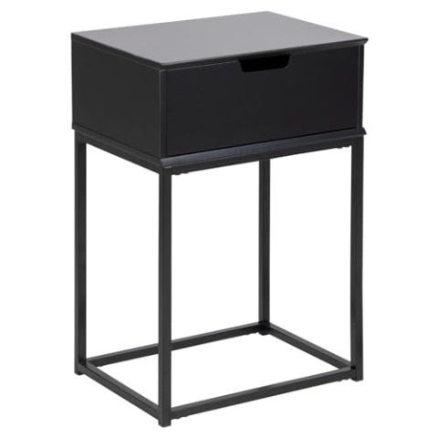 AC Design Furniture Mariela Nachttisch, H: 61,5 x B: 40 x T: 30 cm, Schwarz, Metall, 1 Stk.