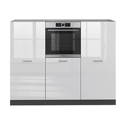 Vicco Küchenblock R-Line, Weiß Hochglanz/Anthrazit, 180 cm ohne Arbeitsplatte