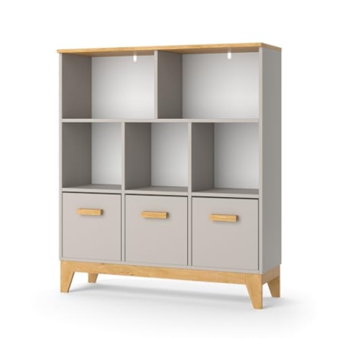 VitaliSpa Kinderregal Malia, Spielzeugregal für Faltboxen, Cashmere-Eiche, 98.4 x 133.4 cm