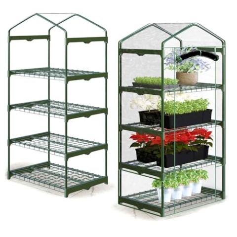 PLONOS multi-year, lockable greenhouse for balcony, with 4 shelves, large
