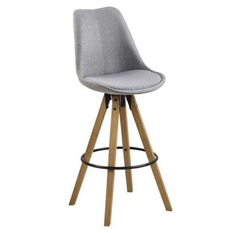 AC Design Furniture Barhocker Nadia, B: 48,5 x T:55 x H: 111,5 cm, Stoff light grey