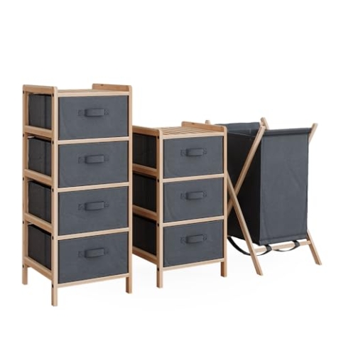 Vicco Badmöbel-Set Bruno, Badezimmerschrank-Set, Grau, 3 Teile