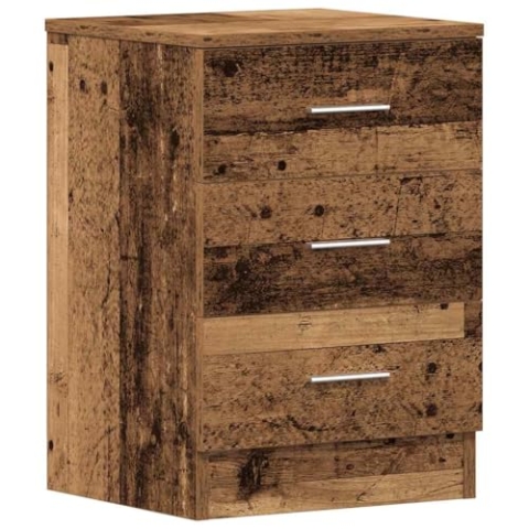 vidaXL Nachttisch Altholz-Optik 38x35x55 cm Holzwerkstoff, Nachttischschrank, Nachtkonsole, Beistelltisch, Nachtschrank, Schlafzimmermöbel