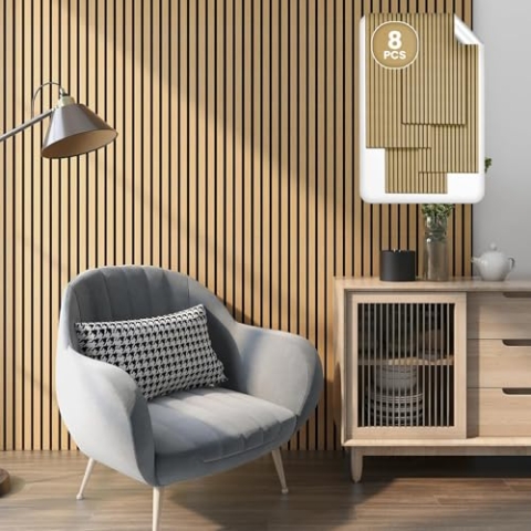 NEU.HOLZ Akustikpaneele Holz - Schalldämmung Wandpaneele in Holzoptik Eiche dunkel, Schallschutz Akustikplatten Wandverkleidung innen, Schallabsorber Paneele Wand & Decke, Holzpaneele Wand 5,76 m²