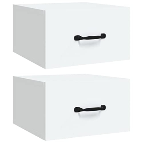 vidaXL 2X Wand Nachttisch Hängend Nachtschrank Nachtkonsole Nachtkommode Schlafzimmer Schrank Kommode Wandschrank Hängeschrank Weiß 35x35x20cm