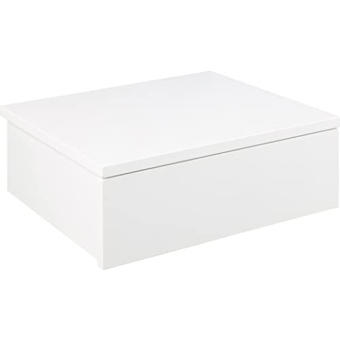 AC Design Furniture Asta Weißer Quadratischer Nachttisch mit 1 Schublade, zur Wandmontage, minimalistisches Design, Organisation des Schlafzimmers, B: 37 x H: 13 x T: 32 cm, Weiß